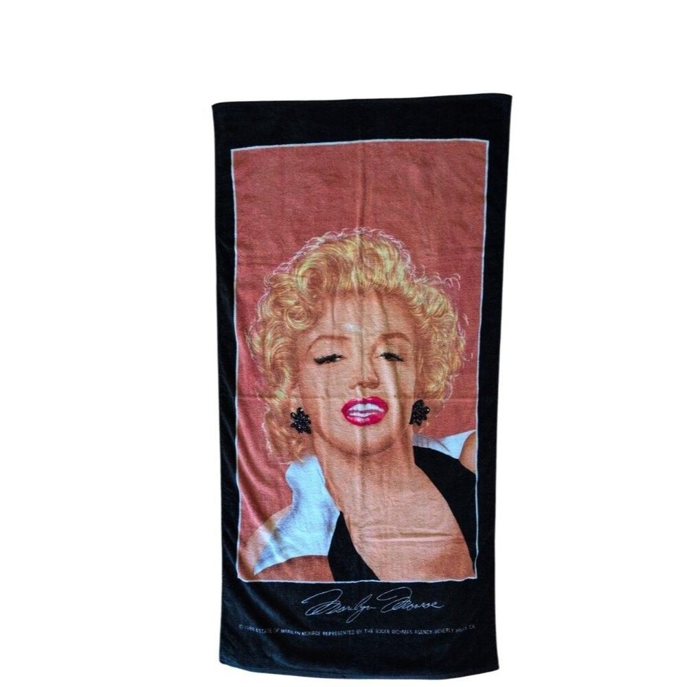 Marilyn Monroe 1988 Beach Towel Jay Franco 100% Cotton Vintage 30x60 Black